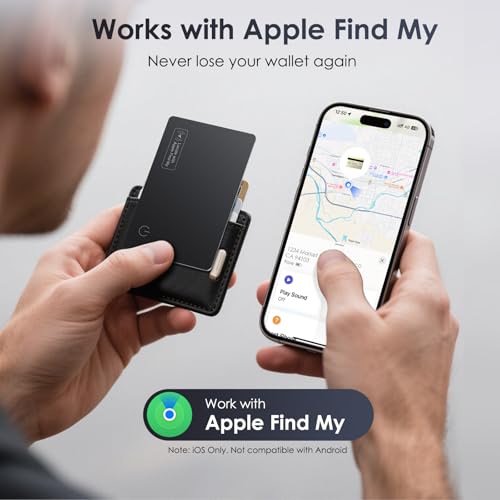 Wallet Tracker Card Air-Tag (iOS Only) - Work with Apple Find My, Bluetooth Tracker Smart Tracking Card Wallet Finder, 0.0...