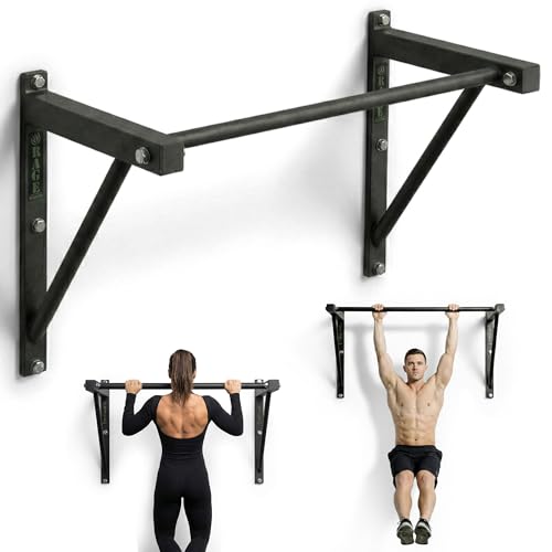 Rage Fitness Heavy-Duty Wall Mounted Pull Up Bar - 500 lbs Weight Capacity | Maintain Upper Body Strength & Core Stability...