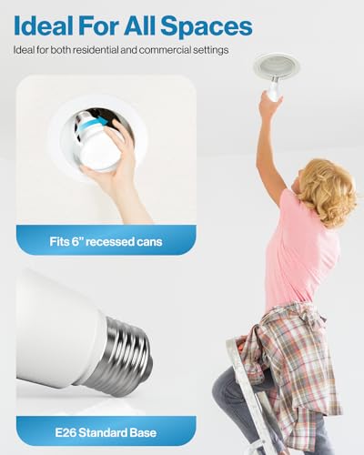 Sunco 6 Pack BR40 LED Light Bulbs, Indoor Flood Lights, Recessed Can Light Bulb, 1400 LM, 17W (100W Equivalent), 5000K Day...