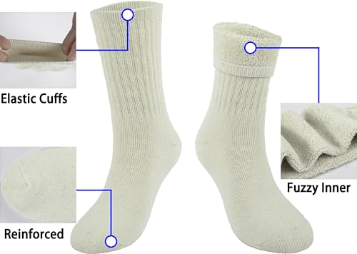 BomKinta Wool Hiking Socks Women - Merino Thick Warm Thermal Boot Socks - Winter Cozy Crew Sock Size 5-11