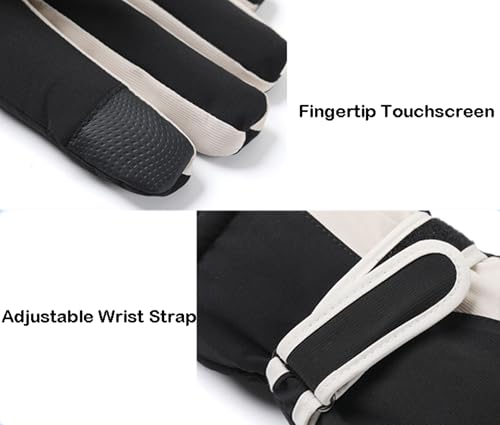 Winter Ski-Gloves for Men-Women Non-Slip-Plus-Velvet-Thickened Mitt Waterproof Cold-Weather Touchscreen-Cycling-Gloves S/M