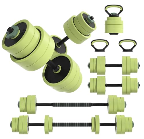 EOAT Adjustable Dumbbell Set 22/42/62LBS, 5-in-1 Free Weight Dumbbell Set Used as Dumbbell，Kettlebell,Barbell, Push-Up Sta...