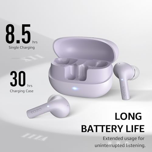 TOZO E2 Wireless Earbuds with 2 Mics AI Call Noise Cancellation, 10mm Drivers with Powerful Bass, App Customize 32 EQs, 30...