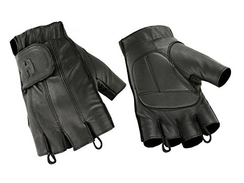 Hugger Glove Company Fingerless Leather Gloves for Men - Driving Gloves with Gel Palm Motorcycle Gloves - Biker, Riding, P...