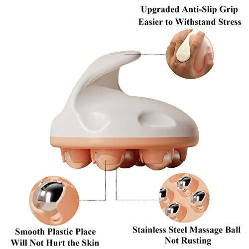 WMM Hand Held Massager, Full Body Massage Tool with Roller Ball Massager Manual 360-degree-roller for Muscle Back Neck Joi...