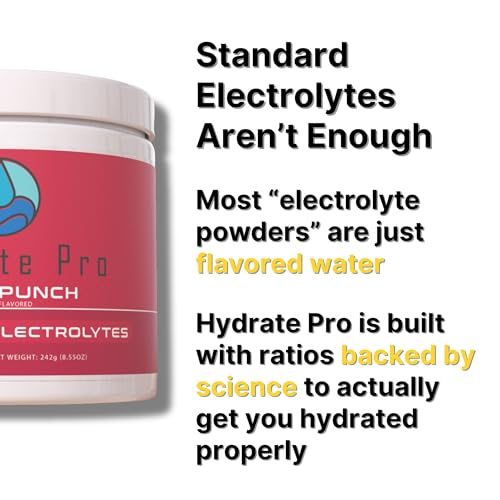Hydrate Pro Clinical-Grade Electrolyte Powder | 45 Servings | 1000mg Sodium Formula | POTS & Dysautonomia Support | Sugar-...