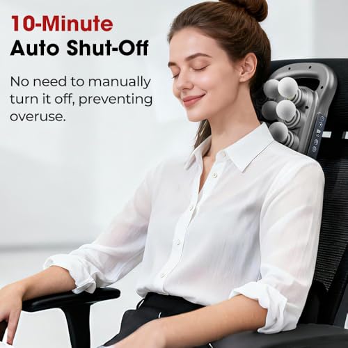 Back Massager for Relief Deep Tissue with Heat, 16 Heads Hands-Free Electric Back Massager, with 9 Modes & 9 Levels Deep T...