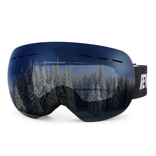 Revemo OTG Ski Goggles for Men Women, Snowboarding Ice Skating Goggles Winter Sports Goggles with UV, Anti Fog Over Glasses