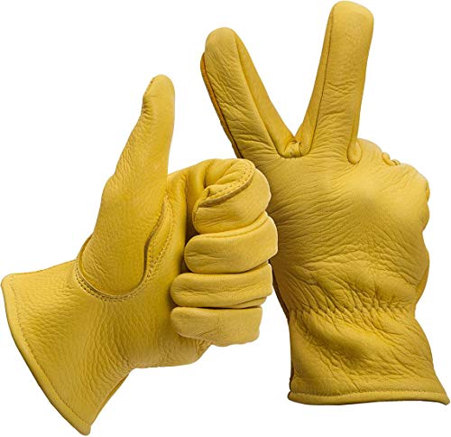 AMERICAN FUR MEN`S FULL GRAIN TAN DEERSKIN LEATHER GLOVES LINED 40 GRAM