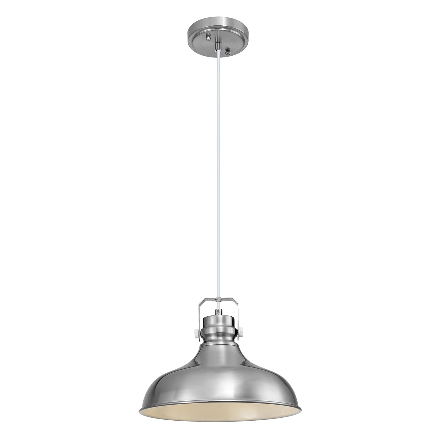 Alaislyc Brushed Nickel Farmhouse Pendant Lights Matte Pendant Lighting For Kitchen Island Industrial Adjustable Height Vintage Dome Hanging Light Fixtures For Barn  Dining Room 1 Pack