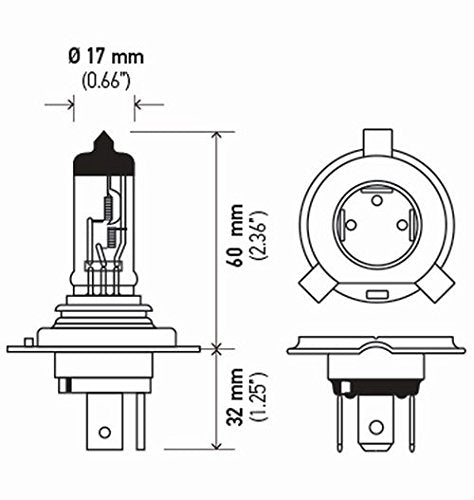 HELLA H4 P45T Halogen Bulb 12V 60/55W Standard Glass Multi Color