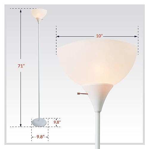 Newhouse Lighting Joey 71-Inch White Torchiere Floor Lamp - Durable Plastic For Home & Office, Model Nhfl-Jo-Wh