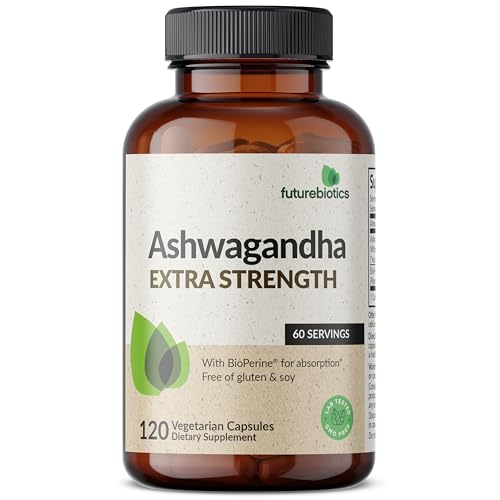 Futurebiotics Ashwagandha Extra Strength Stress & Mood Support with BioPerine - Non GMO Formula, 120 Vegetarian Capsules