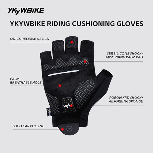 YKYWBIKE Cycling Gloves - Half Finger Bicycle Gloves for Men and Women