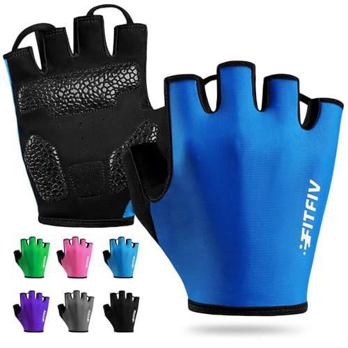 FITFIV Cycling Gloves for Men Women, Half-Finger for Bike, Gym, Weight Lifting, Workout, Riding, Outdoor Sports