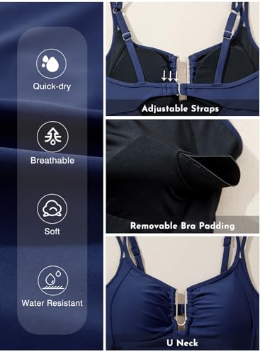 Aleumdr Womens One Piece Swimsuits Tummy Control Bathing Suit U-Wire Cutout Ruched Slimming Swimwear
