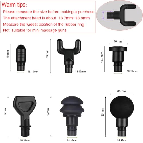 EDNEY 6 Pack Replaceable Massage Gun Heads, Muscle Massager Gun Accessories in Assorted Functions, Massage Head Outer Dia....