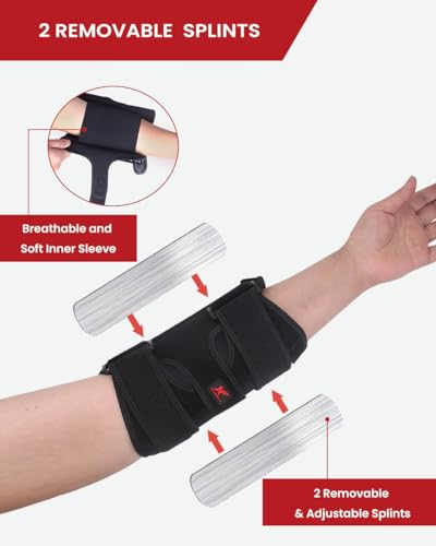 Hurmoya Elbow Brace Comfortable Night Sleep, Cubital Tunnel Syndrome, Ulnar Nerve Entrapment with Compression Sleeve Immob...