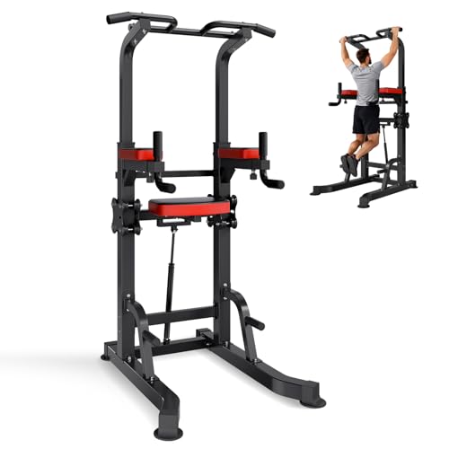 VEVOR Pull Up Bar, 330 LBS Power Tower Dip Station, Workout Dip Station with H-Shaped Stable Base & Assistance Platform, A...