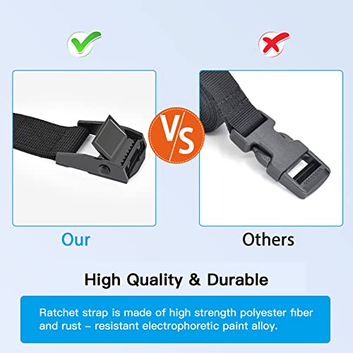 Kshineni Tie Down Straps 6 Pcs Lashing Ratchet Strap 1" x 3.3' Adjustable Heavy Duty Cam Buckle Cinch Straps for Cargo, Tr...