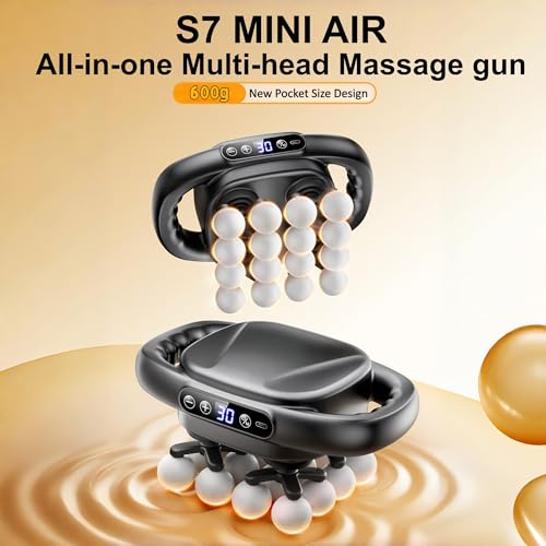 Stellamist Portable 16 Head Massage Gun Set, Mini 16-Drive 8-Head Massage Gun Deep Tissue with 30 Levels & 3 Modes for Thi...