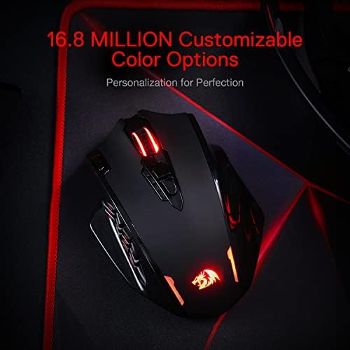 Redragon M913 Impact Elite Wireless Gaming Mouse, 16000 DPI Wired/Wireless RGB Mouse with 16 Programmable Buttons, 45 Hr B...