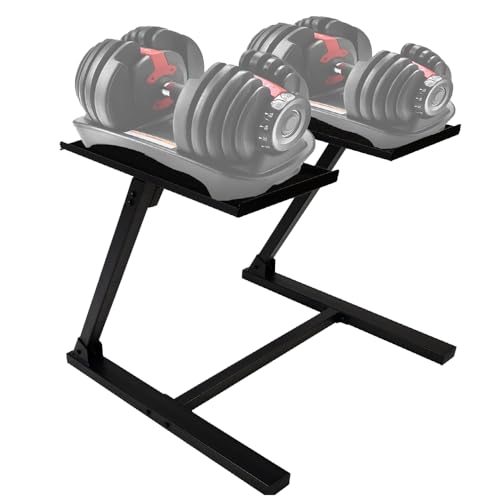 Heavy-Duty Adjustable Dumbbell Rack, with Wheels/Wheel-Free Versions, Non-Slip Pads for Noise Reduction, Compatible with M...