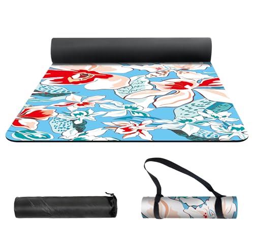 nuveti Yoga Mat Print Extra Thick TPE Non Slip Fitness Exercise Mat with Carrying Bag,72"x24" Extra Thick 6MM Exercise & W...