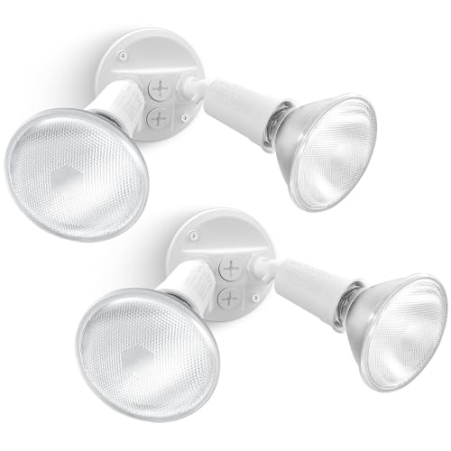 LUTEC 2 Pack Adjustable Twin Par Holder Outdoor Flood Lights, Switch Controlled Security Lights, Floodlights Fixture, Wate...