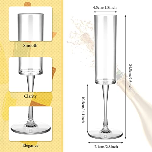Lauwell Set of 6 Plastic Acrylic Crystal Champagne Glasses Flutes Hand Blown Champagne Goblets Classic Wine Stemware for W...