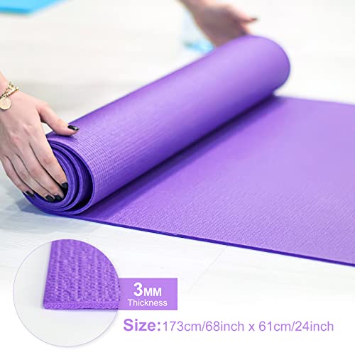 24 Pcs 3 mm Thick Yoga Mat Bulk, Exercise Workout Non Slip Fitness Pad for Women Kids Gym Home Yoga Pilates, Reliable Stur...