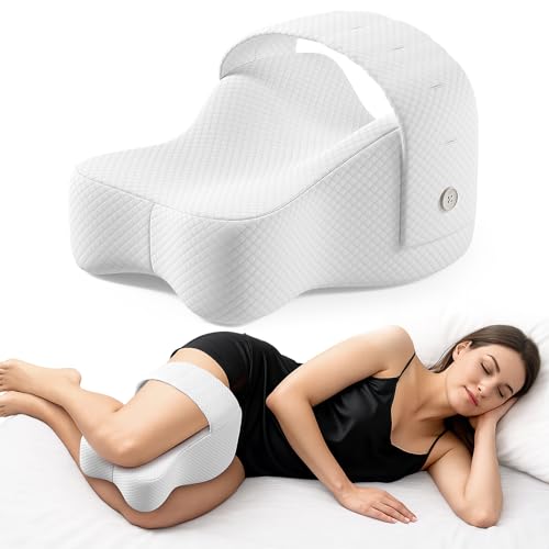 Knee Pillow for Side Sleepers, Large Comfortable Memory Foam Leg Pillow for Side Sleeping, Adjustable Strap, Pillow Sleepi...