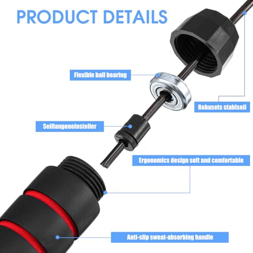 16 Pieces Jump Ropes for Fitness with Ball Bearings Speed Jumping Rope Adjustable Skipping Rope with Foam Handles Exercise...
