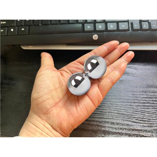 Tianigo Stainless Steel Baoding Balls Set, 1.2 Inches Chinese Health Balls, Metal Stress Relief Hand Massage Balls No Chim...
