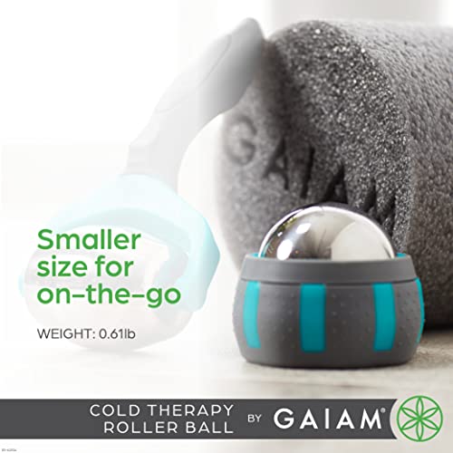 Gaiam Restore Rolling Massager (Cold Therapy), Ergonomic 360° Easy-Glide Muscle Roller for Full Body Relief, Travel-Friend...