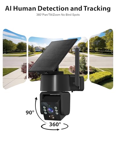 YULIOKPP 2PCK Wireless Outdoor Security Camera - 5G & 2.4G Wi-Fi Outdoor Camera, 2K Pan/Tilt 360° View, Solar/Battery Powe...