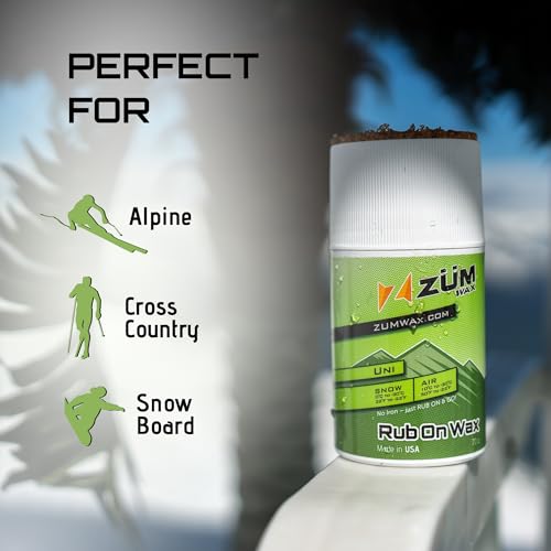 ZUMWax Rub-On Ski/Snowboard/Nordic/Cross-Country Wax 70g, UNIVERSAL, Easy cork applicator, long-lasting performance, secre...