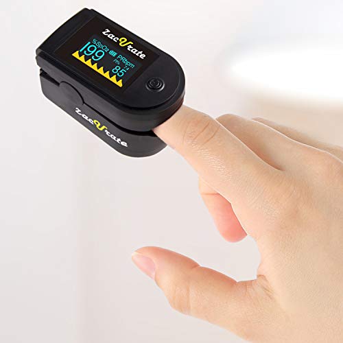 Zacurate 500C Elite Fingertip Pulse Oximeter Blood Oxygen Saturation Monitor with Silicon Cover, Batteries and Lanyard (My...