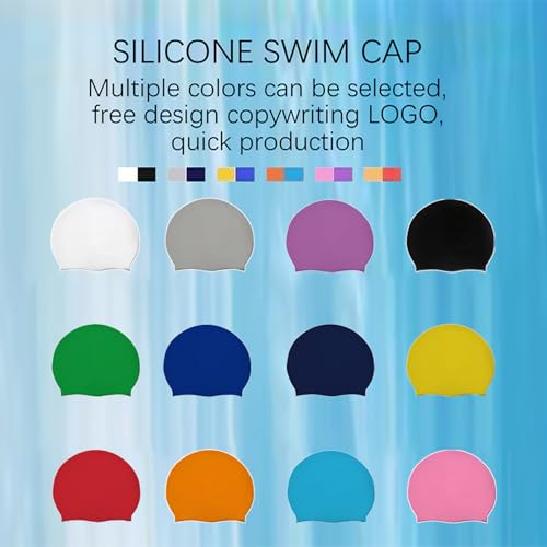 Shuiqiuqian Personalized Silicone Swimming Cap Solid Color Customized Logo Printing Pattern Adult Children Men's and Wome...