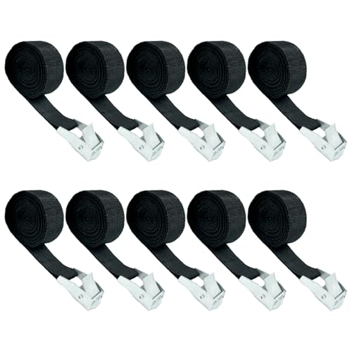 10 Pack Cam Buckle Straps, Lashing Straps with Buckles Adjustable, 1" x 78" Cam Buckle Tie Down Straps for Securing Luggag...