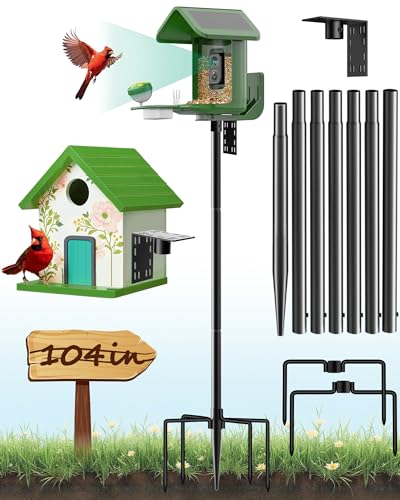 VIUBIRD Bird Feeder Pole – 104 Inch Height Bird House Pole with 1-Inch Dia Heavy Duty for Birdfeeders, Feeding Stand with ...
