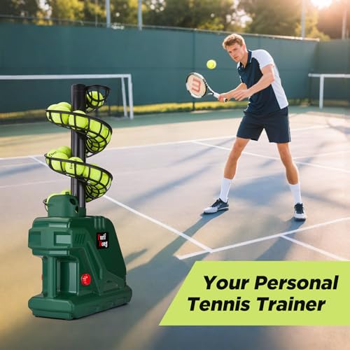Furlihong 3819BH Portable Tennis Ball Machine – 5 Adjustable Angles, 2 Power Levels, 4 Serve Intervals, Up to 30 MPH, for ...