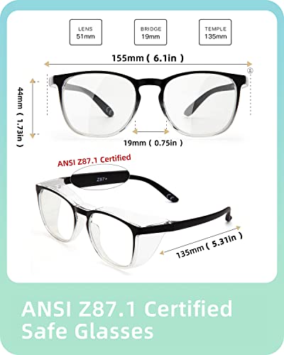 LianSan Oversize Anti-Fog Safety Glasses for Nurses, Z87.1 Certified Goggles for Women, Square UV Protection