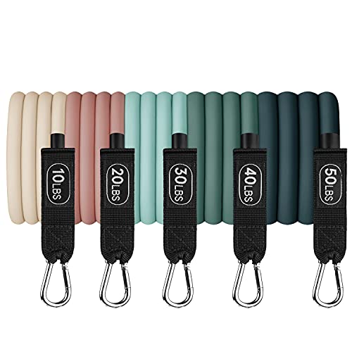 Retrospec Train Resistance Bands Set for Working Out - 5 Stackable Bands, Handles & Door Anchor - Portable Fitness Equipme...