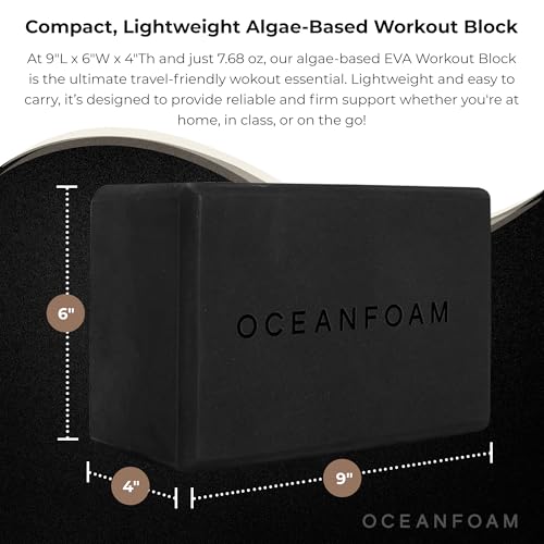 Oceanfoam Workout Block - High-Density Foam Exercise Block, Lightweight, Non-Slip for Stability & Support in Pilates, Yog...