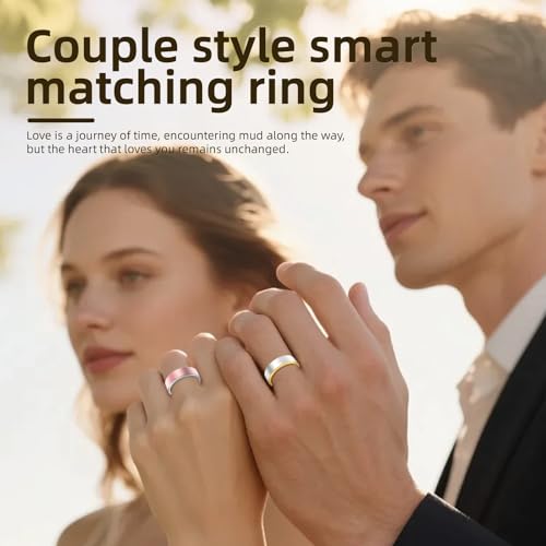 Potewek Smart Ring Long-Lasting Battery Chip Fitness Tracker Monitors Heart Rate Blood Oxygen Levels Records Sleep Step Co...
