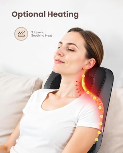 COMFIER Back Massager for Back Pain Deep Tissue 3D Shiatsu Neck Back Massager with Heat & Vibration Massager for Neck Shou...