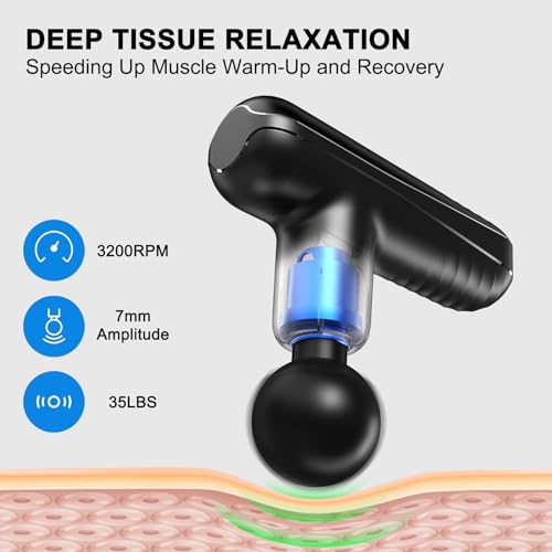 SBUBU Mini Massage Gun for Deep Tissue Percussion - Portable Handheld Massager for Muscle Relaxation with 4 Massage Heads ...