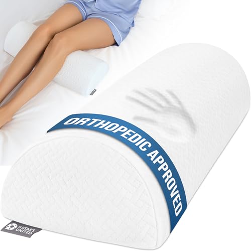 5 STARS UNITED Knee Pillow for Back Sleeping – Memory Foam Cushion for Sciatica Pain Relief – Under Leg Support for Sleepi...