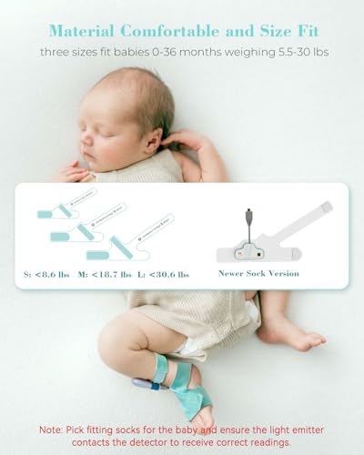 Babytone Baby Sleep Sock Monitor, Tracking Heart Rate and Movement for Infant, Wearable Foot Monitor Smart Sock with Bluet...